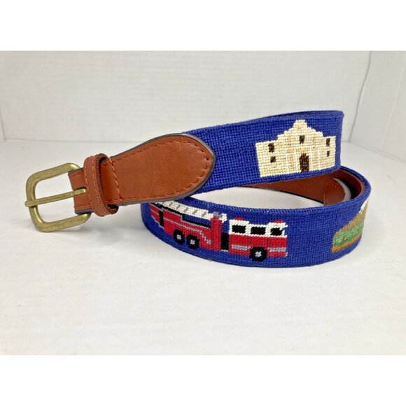 Smathers & Branson Custom Leather Needlepoint Men's Belt Size 38 see description - Picture 1 of 9